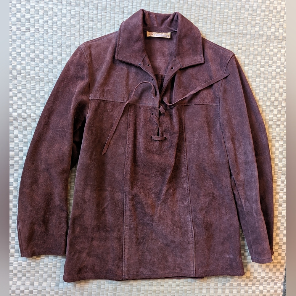 Vintage Berman Buckskin Suede Leather Shirt Brown Men's Size Medium Made in USA
